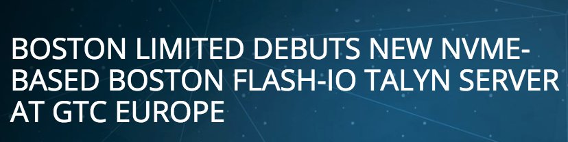 ExceleroStorage's tweet photo. Boston Limited Debuts New NVMe-based Boston Flash-IO Talyn Server https://t.co/bN8VE8nAsY
@MicronStorage #ServerSAN https://t.co/FVqyEkklLB