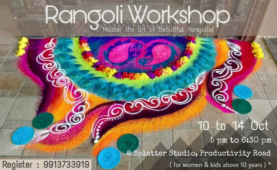 TheVadodara's tweet photo. RANGOLI WORKSHOP... Specially designed for kids, teens and women at Splatter Studio, #Vadodara 
.
.
#rangoli #rangoliworkshop #tpov_ #diwali https://t.co/L8X2yex5GN