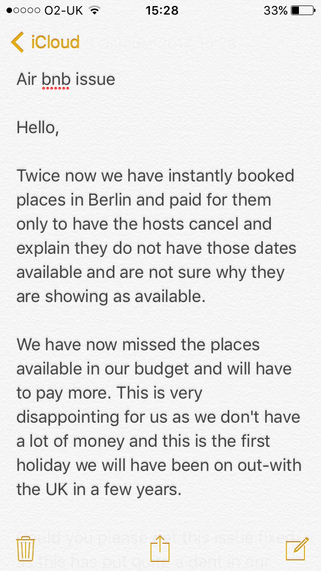 barefootaimless's tweet photo. @Airbnb please sort this...see pictures >>> #unhappy #travel #help https://t.co/25mPDM3AOa