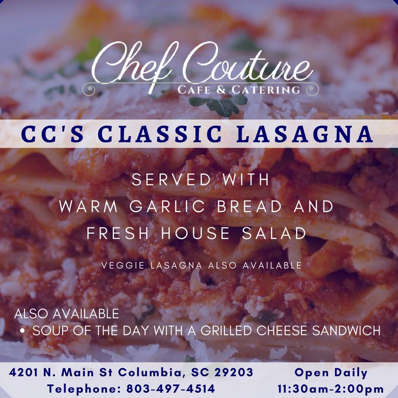 ChefCoutureCafe's tweet photo. CC's Classic Lasagna is a customer favorite sure to satisfy your lunch cravings. 
#ChefCouture #ColumbiaSC #Lunch #Foodie #FacesOfColumbia https://t.co/QHCebZZtNg