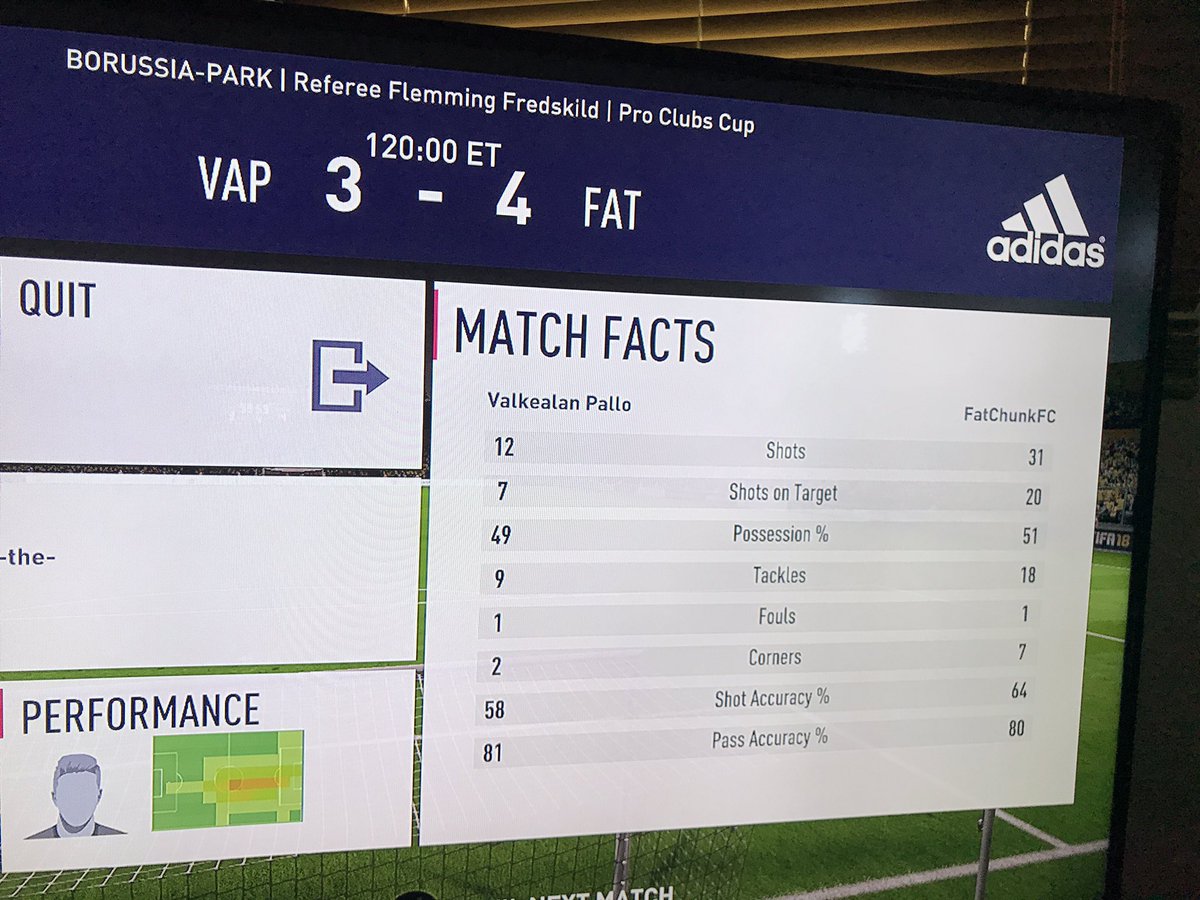 Fat_ChunkFC's tweet photo. All over our opponents and a Hatrick for @lalousis1 takes @Fat_ChunkFC to the semi final of the #EACup #Clubs #CheerForChunk #FIFA18 ๐โฝ๏ธ https://t.co/Smfnh04jeg