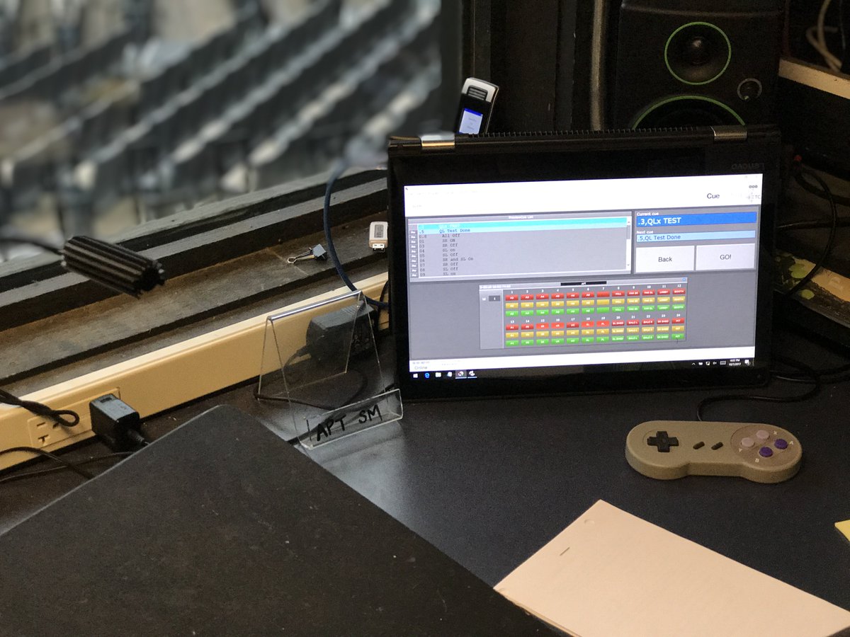 ETCInc's tweet photo. A nifty show-calling trick spotted at @americanplayers Theatre: advancing the #CueSystem cue lights via SNES controller! #cuelighthack https://t.co/rXZjzEN6HM