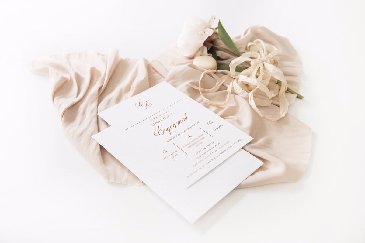 E N G A G E M E N T 
Pristine White <a href="/colorplanpapers/">GF Smith Colorplan</a>  with Copper foil @Foilco we loved designing these bespoke invitations. 💌