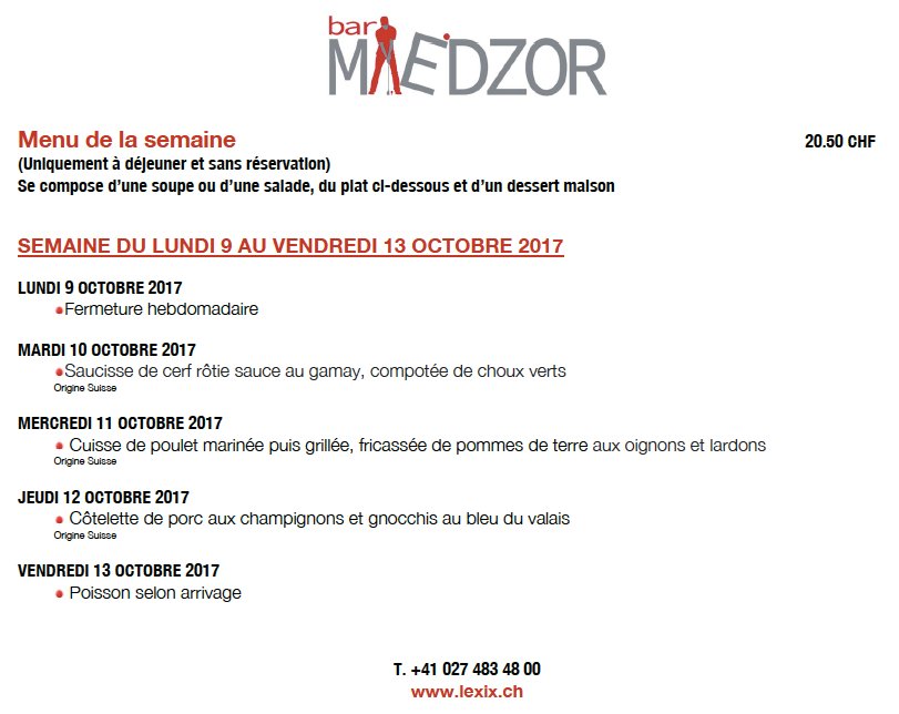 RestaurantLeXIX's tweet photo. Menu de la semaine! bon appétit https://t.co/kxLP0qyjQU
