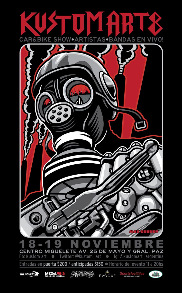 Kustom_Art's tweet photo. Les presentamos el poster del KUSTOM ART 8, arte del increible @max_grundy. Artista invitado de este año #kustomart #kustomart8 https://t.co/hSRXnb9uyq