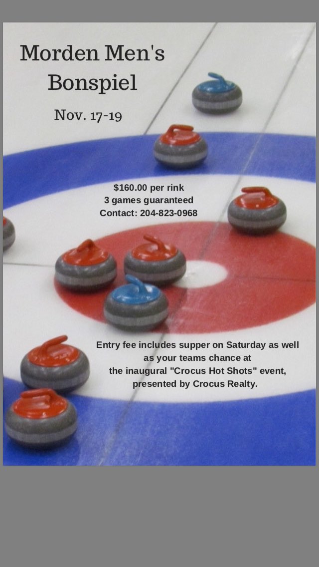 krach8's tweet photo. Little over a month away before Morden men's bonspiel ! https://t.co/ssVQcChoO0
