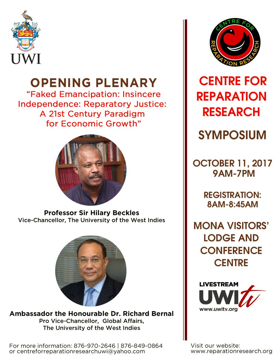 UWITv's tweet image. One-day symposium launches the
Centre for Reparation Research at The UWI. Read more. ow.ly/PeWb30fKo6Q