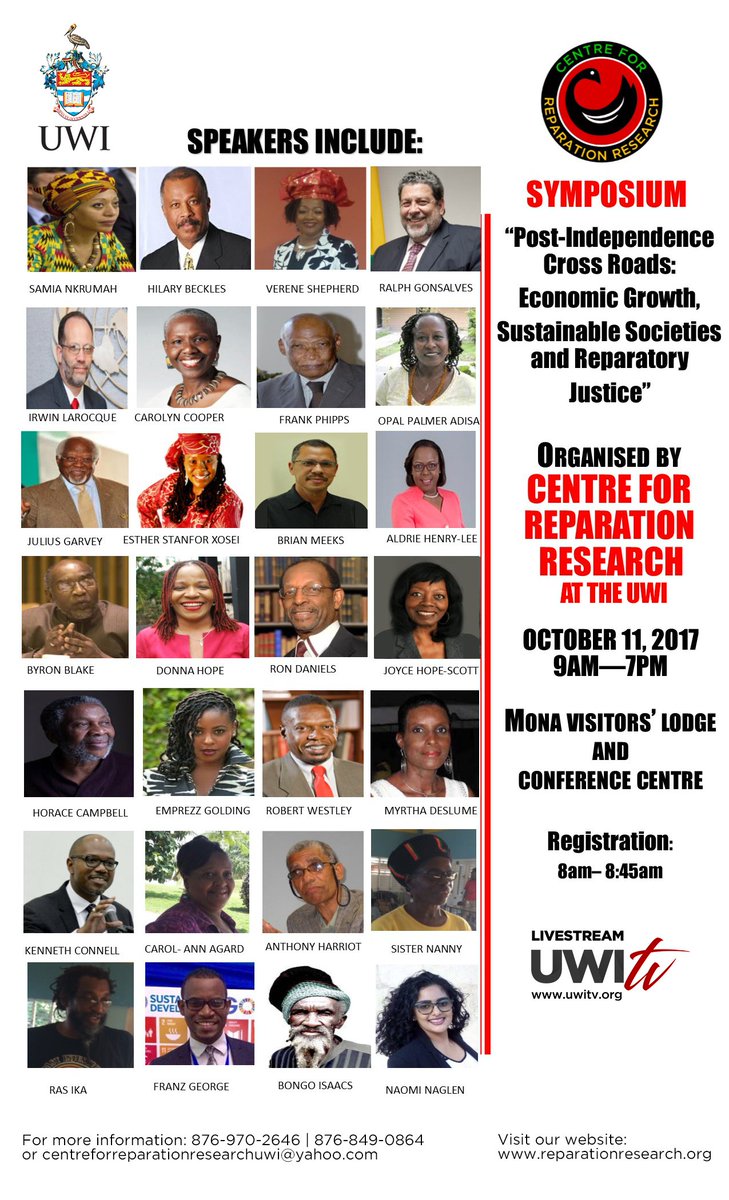 UWITv's tweet image. One-day symposium launches the
Centre for Reparation Research at The UWI. Read more. ow.ly/PeWb30fKo6Q