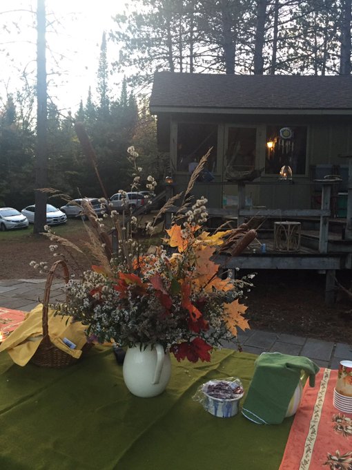 I made the thanksgiving centrepiece for our 20 person harvest table. It's ridiculously gorgeous here