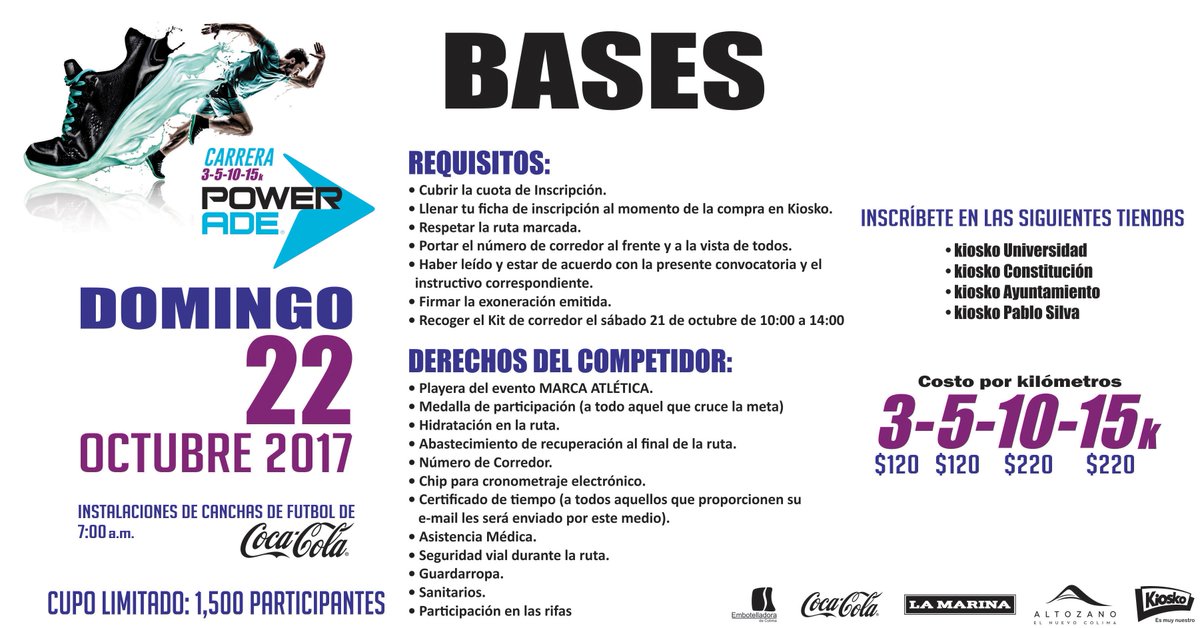EmbotellaColima's tweet photo. Participa en la carrera Powerade el próximo 22 de octubre. https://t.co/UreT19prQa