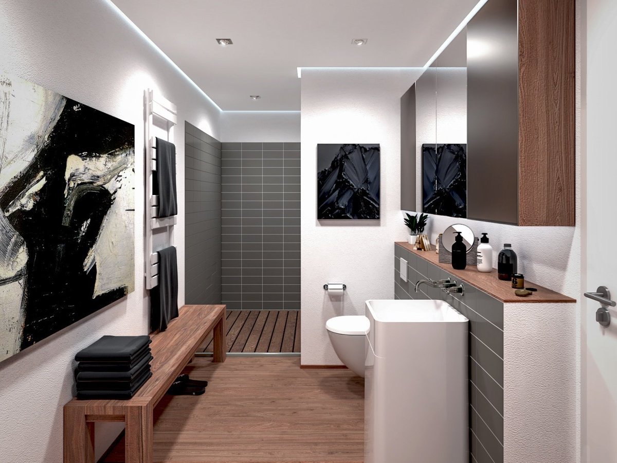 ArchVisStudio's tweet image. ♥️💓🏡
Das #Badezimmer wurde in einem modernnatürlichen Stil designed. 3 Farb- und Strukturstile, die miteinander ein klares Raumgefühl bilden