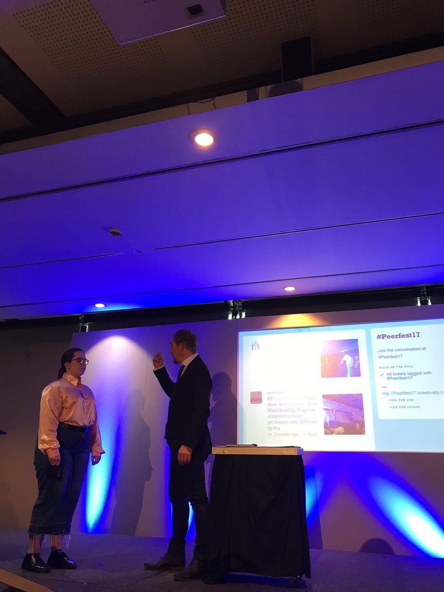 <a href="/timstraceymagic/">Tim</a> reading the mind of Yasmin from <a href="/MYARAISETeam/">MYA RAISE Team</a> at #peerfest17