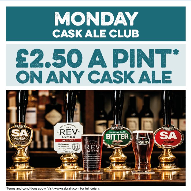 stardinaspowys's tweet photo. BRAND NEW for Monday evenings – all our cask ales are just £2.50 a pint! #CaskAleNight https://t.co/6uFOslEvph