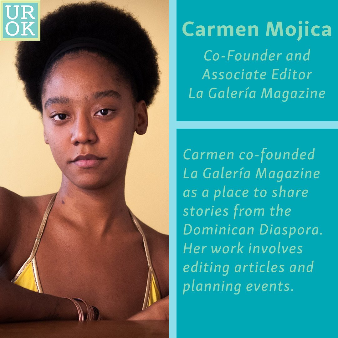 ProjectUROK's tweet photo. Carmen celebrates stories of the Dominican Diaspora because understanding develops through dialogue. #HispanicHeritageMonth @LaGaleriaMag https://t.co/zYRdRSmuAI