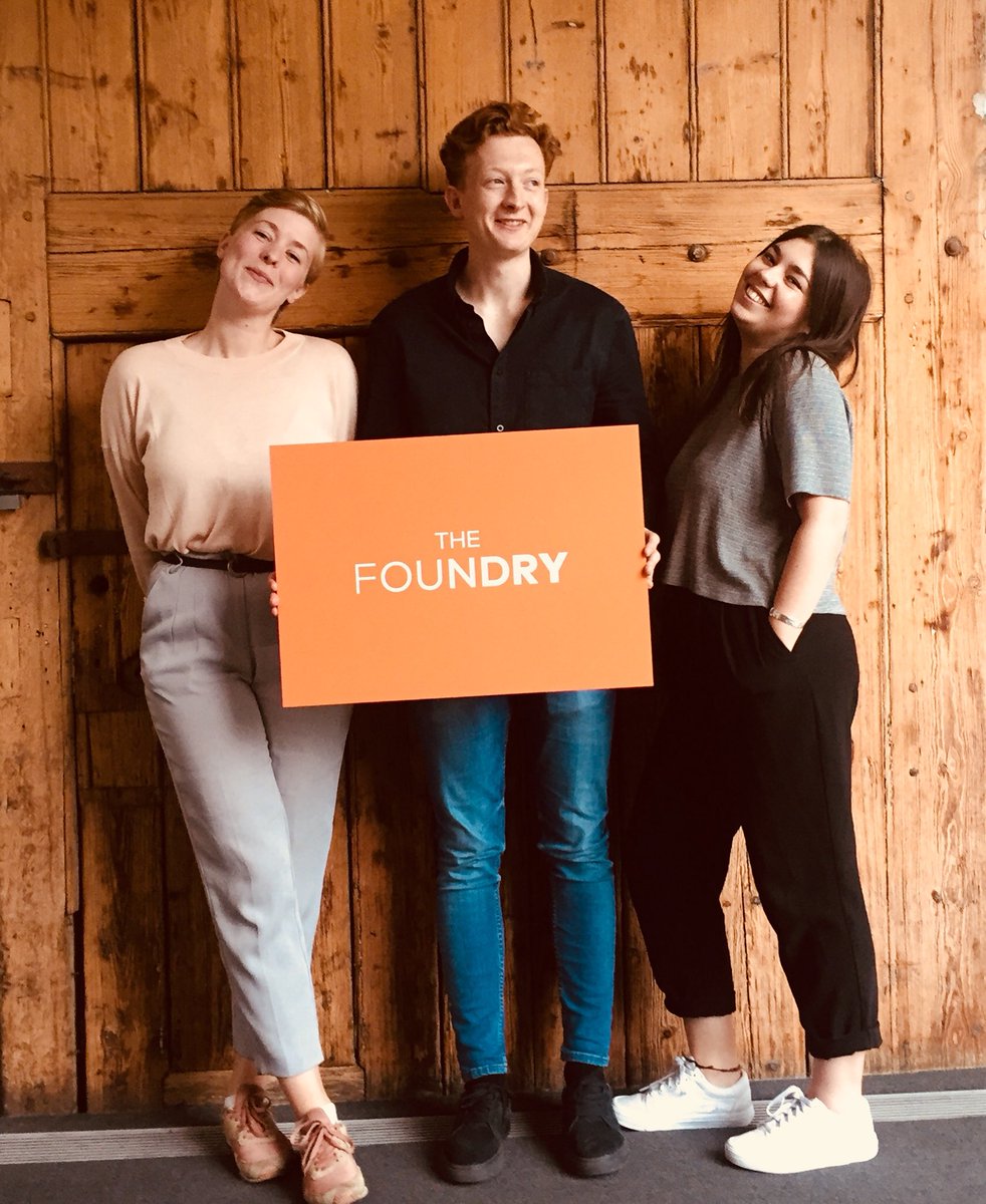 TheFoundry_LB's tweet photo. HELLO! 
Alice, Linnea and Callum here: the new members of The Foundry 2017.
Day one ✅ https://t.co/akJcyx9cLZ
