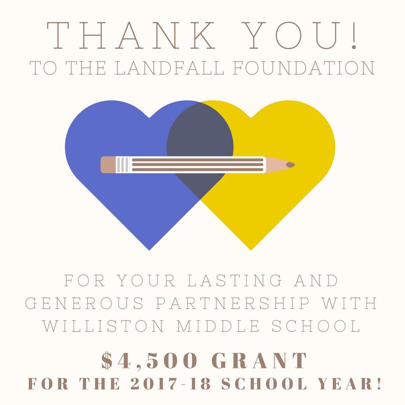 A huge thank you to <a href="/LandfallF/">Landfall Foundation</a> for supporting our <a href="/WillistonTigers/">Williston Tigers</a>!

#wearewilliston