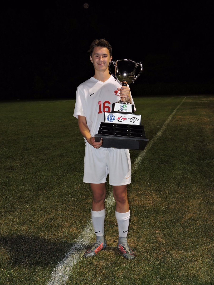 Freshman #16 <a href="/NickYono23/">Nick Yono</a> from @CHSChiefsSoccer with the 2017 <a href="/soccerworldmi/">SoccerWorld</a> Park Cup, 10/05/2017