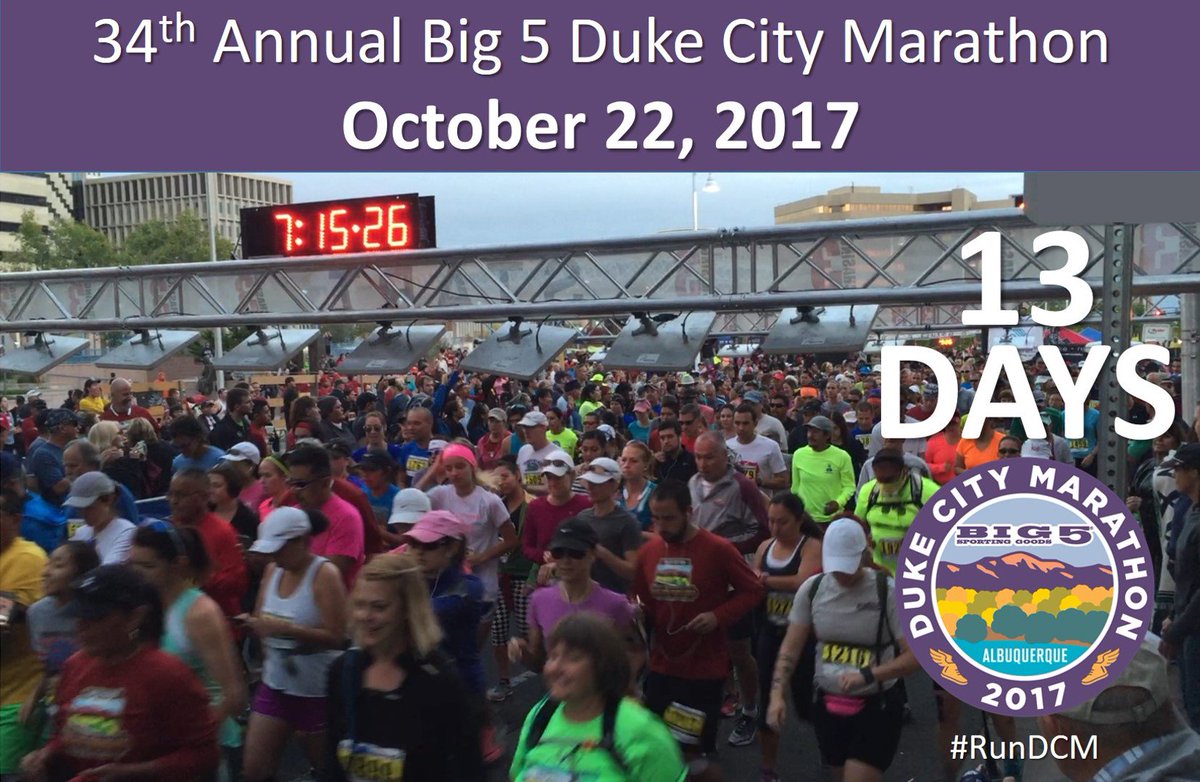 DukeCityRun's tweet photo. The 2017 @big5since55 Duke City Marathon is 13 DAYS AWAY! 😮
Have you registered? https://t.co/tL7aVmXJNG #RunDCM https://t.co/ymanaa22eu