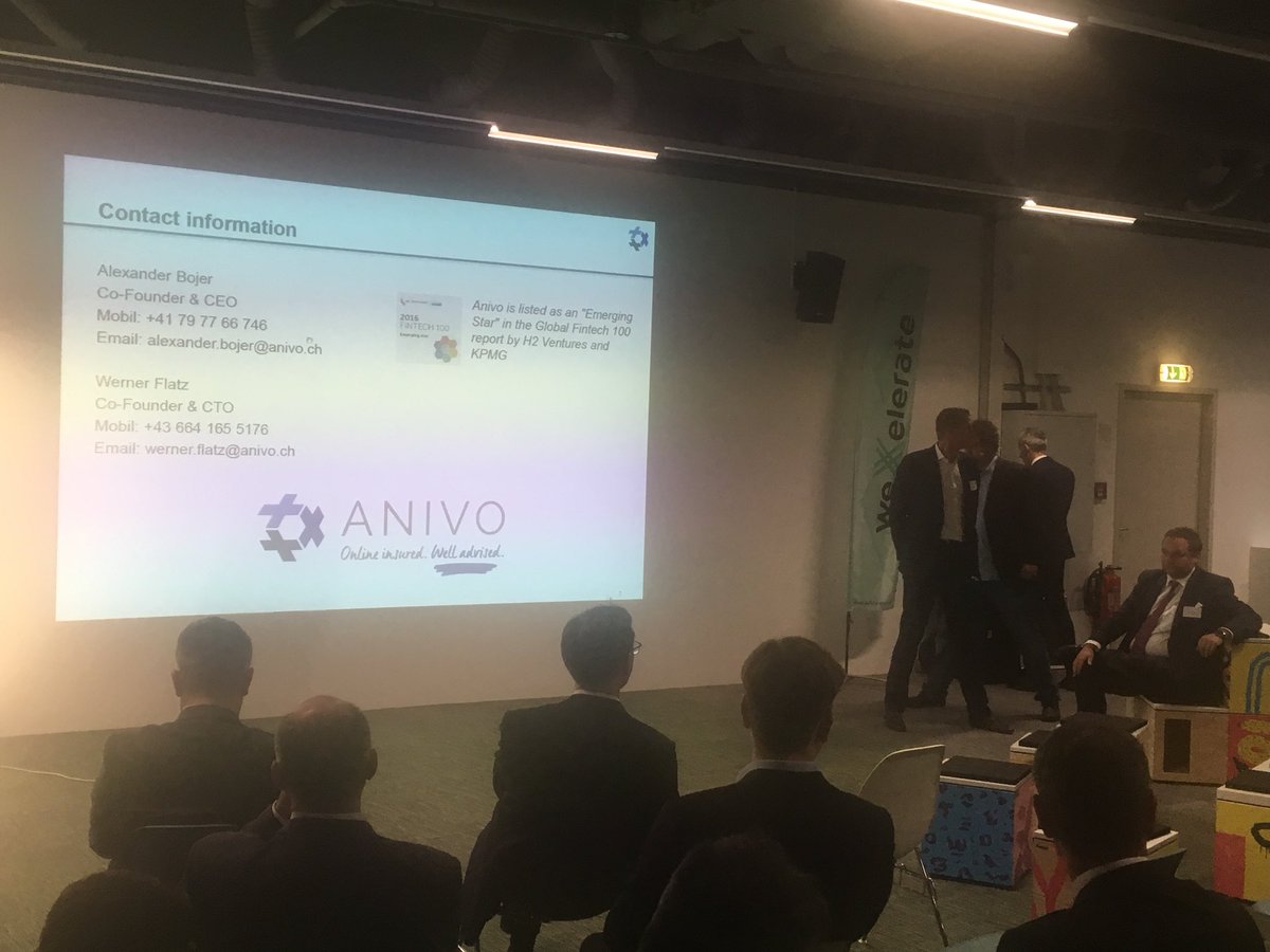 GLRalf's tweet photo. #InsurTech @vienna Bad quality of the pics, great quality of the startup presentations @etherisc @AnivoInsurance #CyberDirect at @weXelerate https://t.co/QJ13bTbTvV