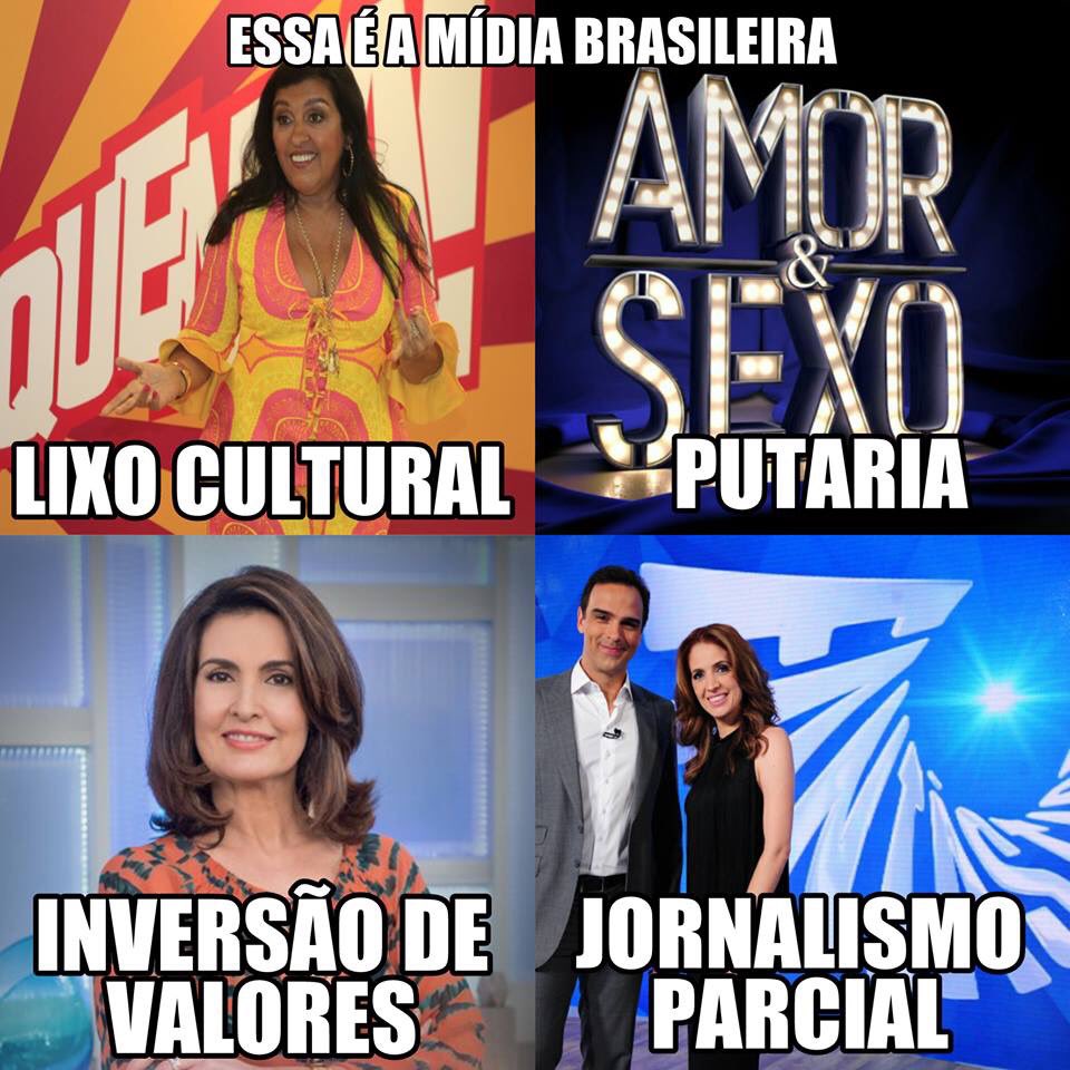 rosedbarros's tweet photo. ESSA É A MÍDIA BRASILEIRA 
Mudem de canal 
Protejam sua família 
Não de ibope a este lixo #GloboLixo https://t.co/WFqwXOyTto