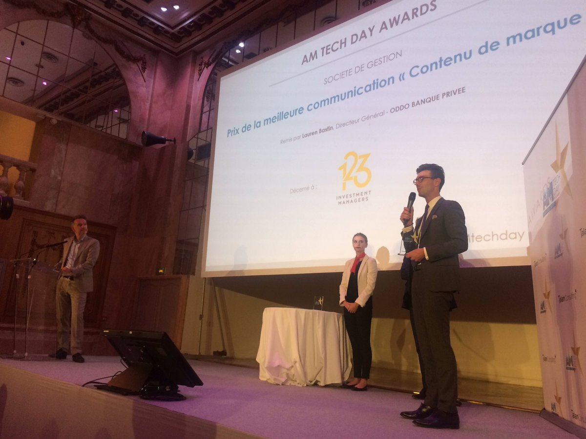 AgefiEvents's tweet photo. #AMtechday #AWARDS
[#SociétéDeGestion] Prix de la meilleure communication « contenu de marque » décerné à @123IM_France https://t.co/9FUZIxH9YD