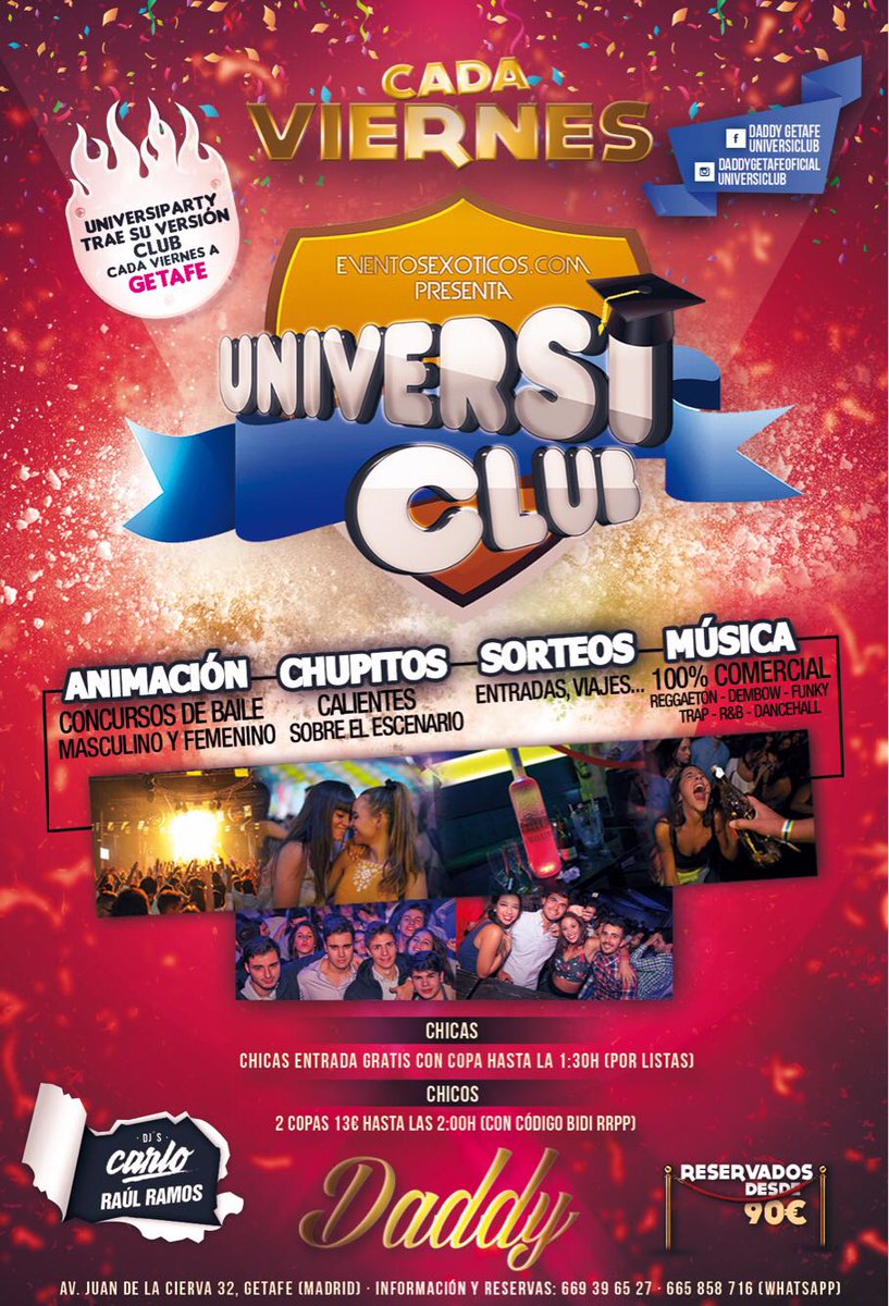 OnixJimenez_27's tweet photo. Este fin de semana volvemos con Universiclub y el aniversario de #daddygetafe ๐ No te lo puedes perder! Listas +info al 631492702 o MD๐ฉ๐ฒ https://t.co/ro1MB01mmr