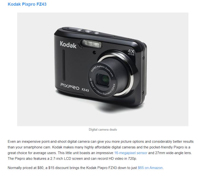 KODAKPIXPRO's tweet photo. Check out our very own KODAK PIXPRO FZ43 in Yahoo Finance! Talk about a #sweetdeal! #MediaMonday #kodakpixpro #FZ43 https://t.co/iYU81jIyL9 https://t.co/ffSGNZ3aX4