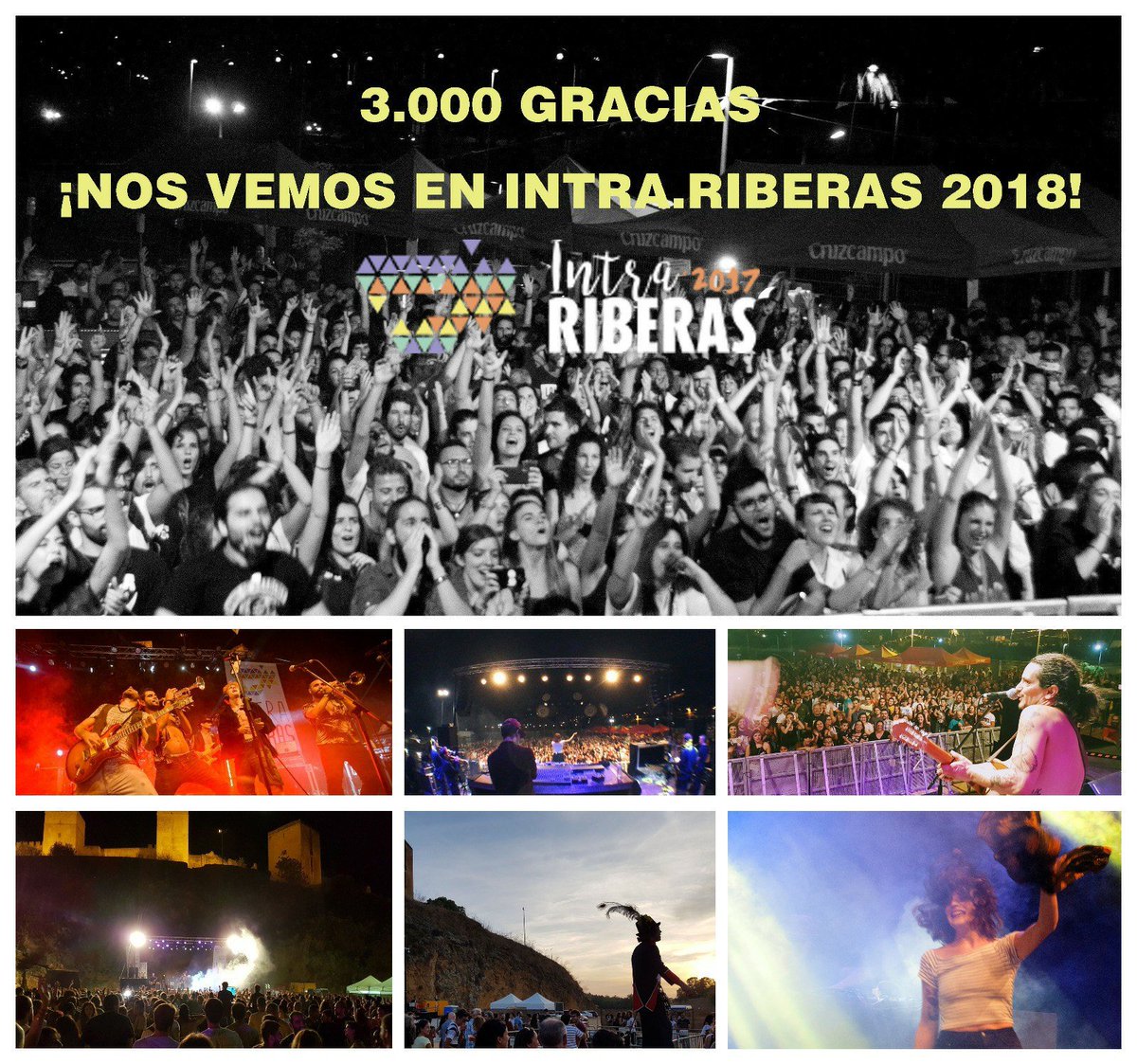 3000 gracias ¡Nos vemos en #IntraRiberas18! <a href="/IntraRiberas/">IntraRiberas Fest.</a> <a href="/Siglo21_Radio3/">Siglo21</a>  <a href="/radio3_rne/">Radio 3</a> <a href="/Alcalamegusta/">Alcalamegusta</a>  <a href="/aytoguadaira/">Alcalá de Guadaíra</a>