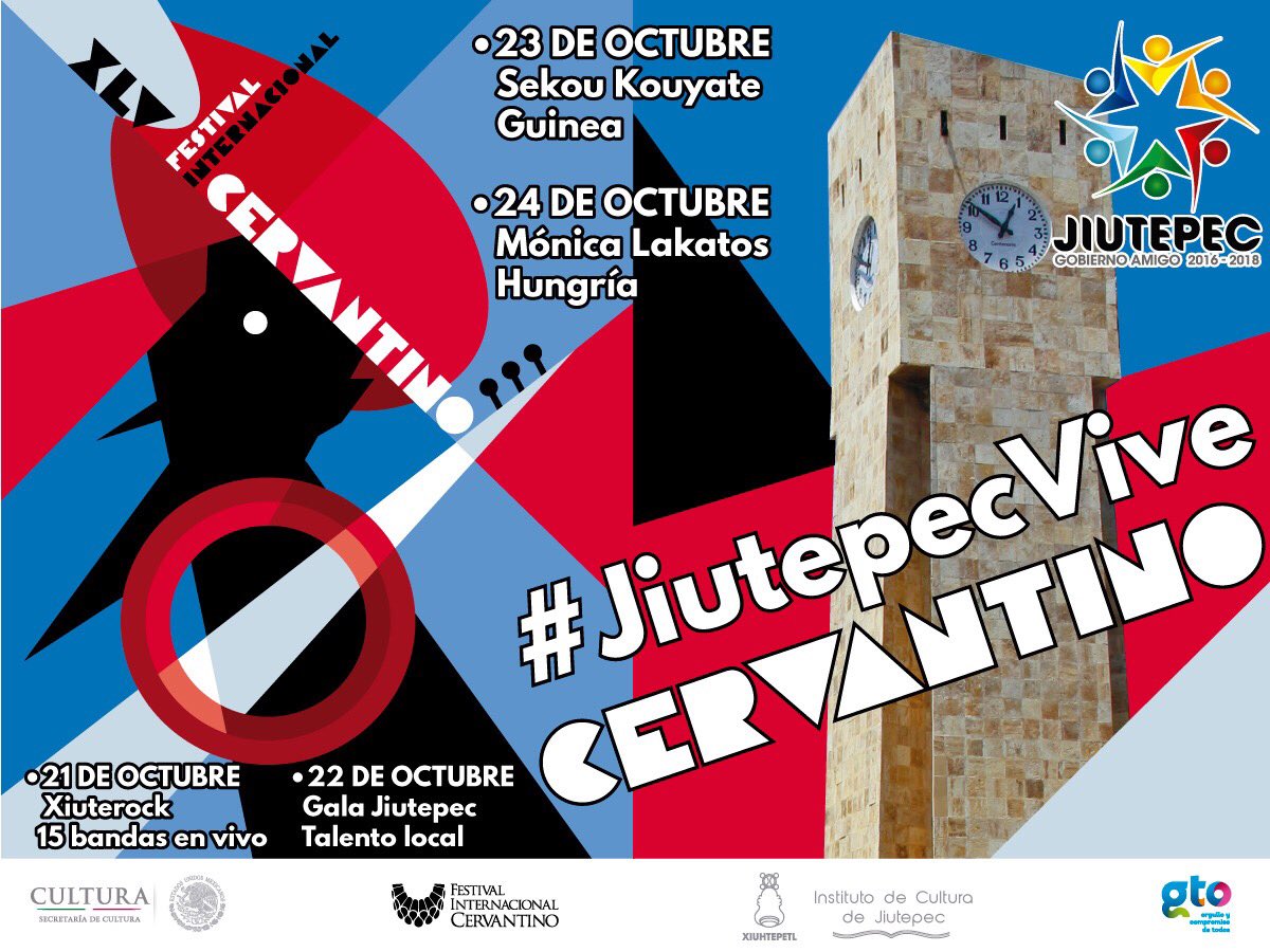 Por primera vez #Jiutepec es subsede del XLV <a href="/cervantino/">Festival Cervantino</a> ! 

Del 21 al 24 de octubre 

Evento gratuito 

#morelos