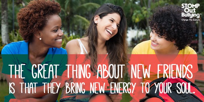 STOMPOutBullyng's tweet image. October is #BullyingPreventionMonth. This week focus on making friends w/ someone you don’t know at #school! #inclusion #acceptance #unity