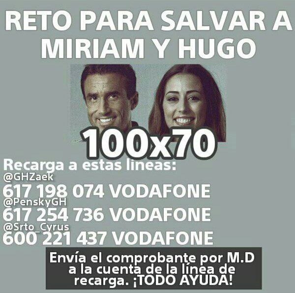 InfoCazzoGH's tweet photo. RETO RECARGAS | Si se consiguen 100€ entre estas líneas recargan otros 70€ #50AdiosMiNiña https://t.co/4UIiZU152W