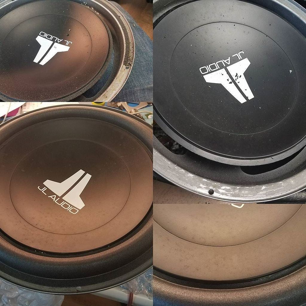 streamingshark's tweet photo. New surround foam for jl audio 12". Sounds crisp now. #jlaudio #subwooferrepair #repairsharks https://t.co/FGNKfRKwL0 https://t.co/KB6Bo3iUP9