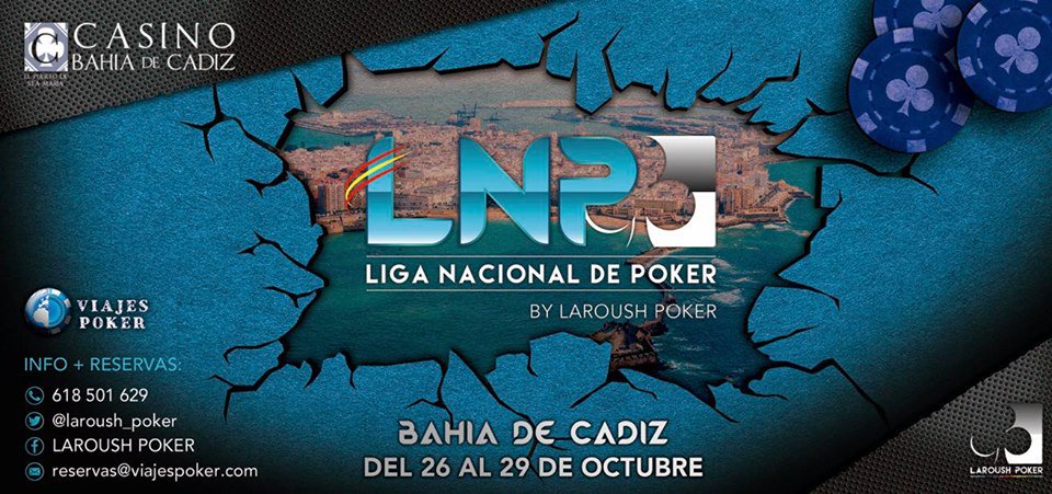 CNP_POKER's tweet photo. Octubre es mes de #LNPLive ♣️
📆 19 al 22 @C_Mediterraneo #Benidorm
📆 26 al 29 @CasinoCadiz
Eventos puntuables para la general del #CNP888 https://t.co/PeRpvKHomW