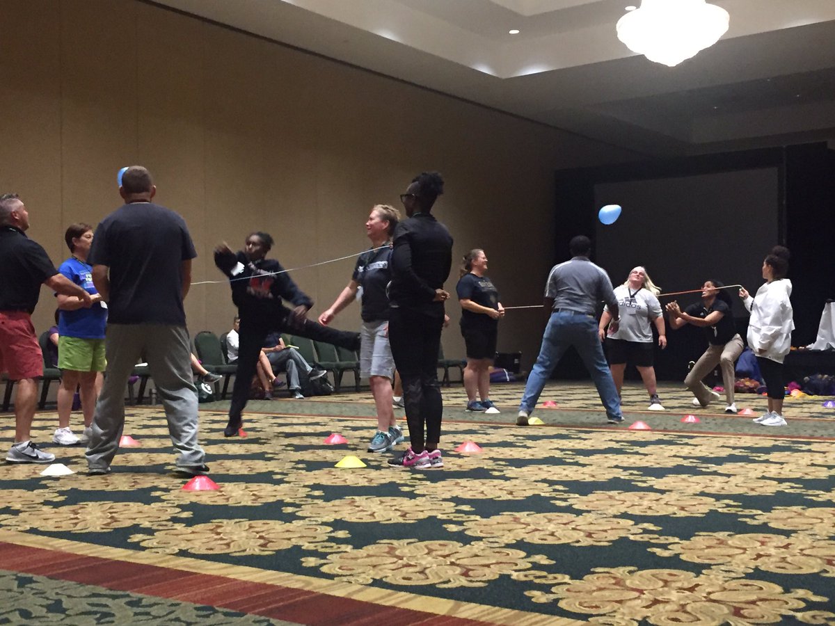 acarmon88's tweet image. How many ways can you use a four-square court?  APS Physical Education &amp;amp; Health teachers checking it out!