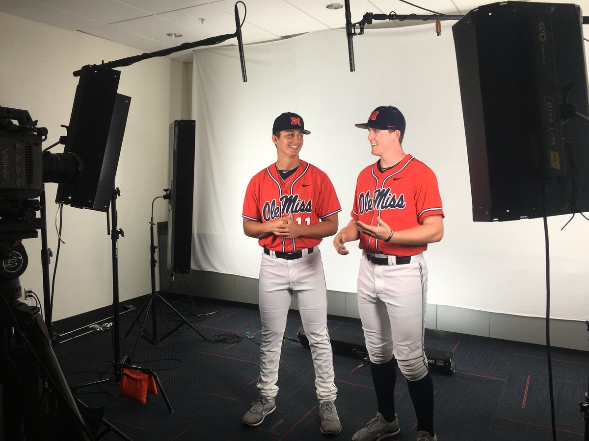 OleMissBSB's tweet photo. The Rebs were all smiles for production days! Check out our Instagram story for a behind-the-scenes look into today’s action.

#HottyToddy https://t.co/eBv6HcOx4V