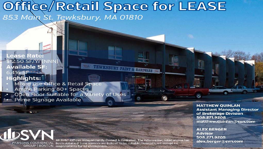 NAI_PCG_BOSTON's tweet photo. #Office / #Retail Space #ForLease in #Tewksbury #MA more info @ https://t.co/rioUqv5w1V or contact @mattquinlan50 or @Alex_Berger2 #SVNPCG https://t.co/kYAx3bIlEg