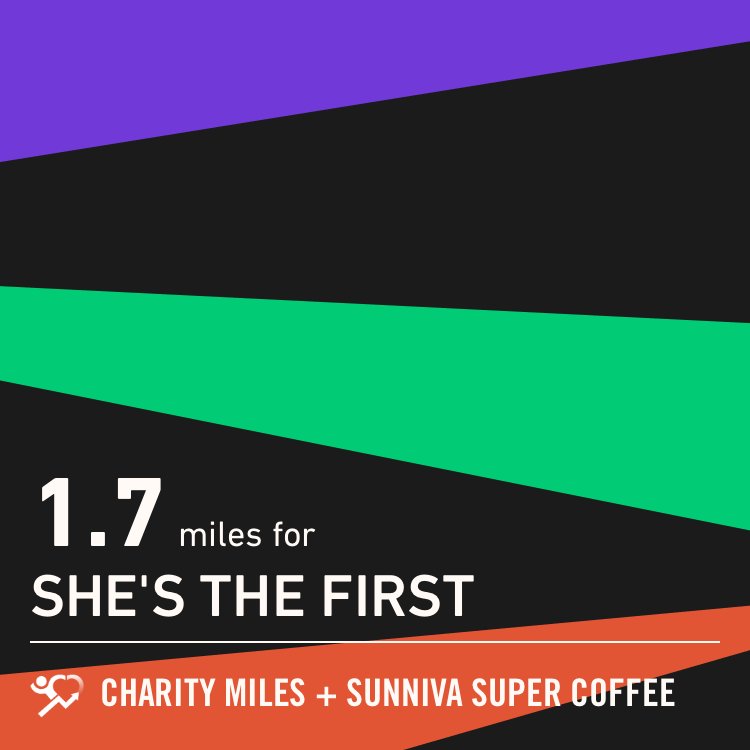 1.7 <a href="/CharityMiles/">Charity Miles</a> for <a href="/shesthefirst/">She's the First</a>. Thx @SunnivaTweets for sponsoring me! #BeSuper bit.ly/2x33ibK