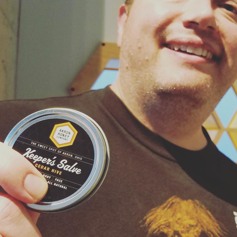 AkronHoney's tweet photo. 🎉🎉Jared stopped by the Production Lab for his Keeper's Salve. That cedar hive is a hit!!💥
#akronhoney #microproduction #naturalskincare https://t.co/KPoVv6AIN9