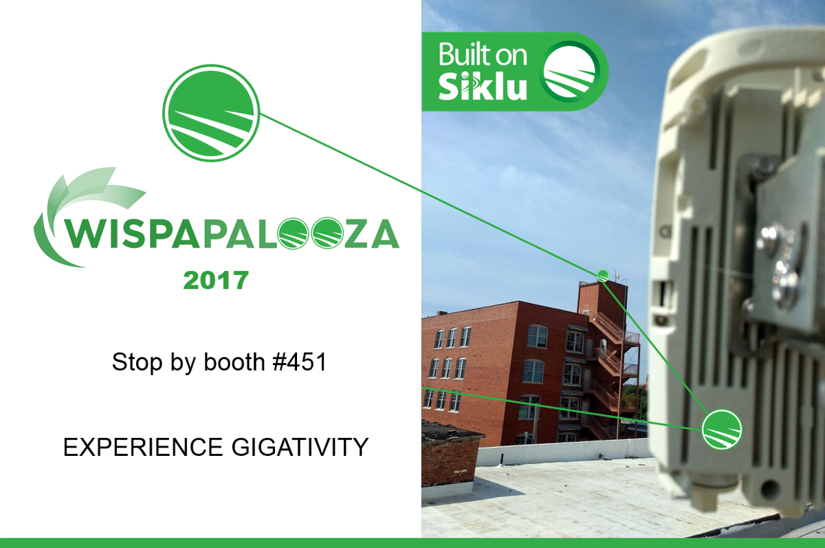Siklu_mmwave's tweet photo. Let's discuss your network evolution to #gigabit @WISPAPALOOZA 2017 https://t.co/v0f8WhokMV #siklu #winncom https://t.co/X0n7elwz0Q