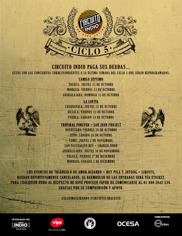 Circuito Indio paga sus deudas... listo el calendario de reprogramaciones del Ciclo 5 ¡Nos vemos pronto! #SeguimosGirando #CircuitoLoHacesTu