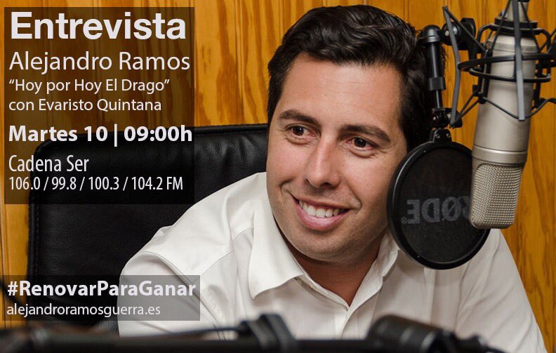 beagomcab's tweet photo. No te lo puedes perder mañana martes a las 9h, @AlejandroRamosg en la @SER_LasPalmas #RenovarParaGanar https://t.co/mU70vQ1APF