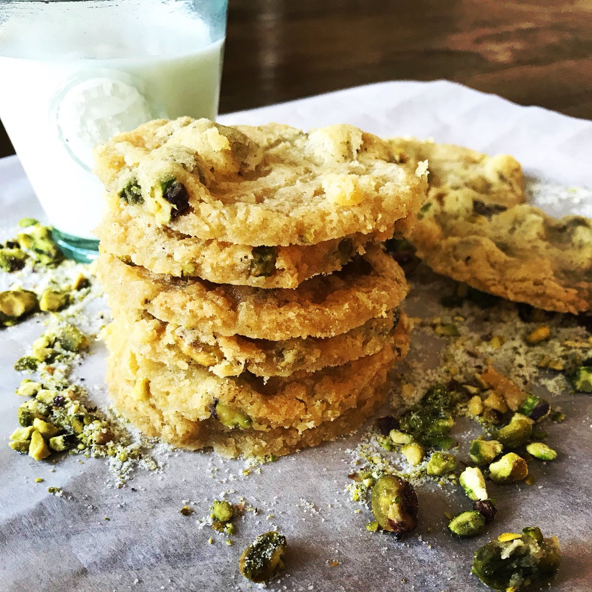 Celebrating surviving our first day back to reality after hols by making a batch of pistachio sugar cookies #mylittlepersiankitchen