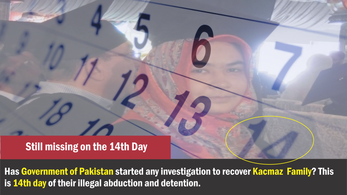pakturkfile's tweet photo. Has Gov of Pakistan started any investigation to recover Kacmaz  Family? This is 14th day of their illegal abduction #FreedomToKacmazFamily https://t.co/9skk7LIfxI