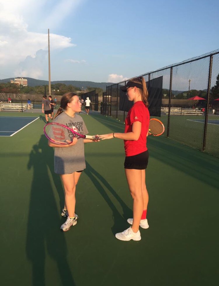 Working at the JSU Fall clinic. <a href="/JSU_SMR/">Allen Gilbert</a> #JSUTennis