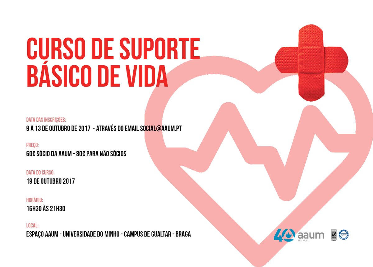 Integrado na Semana Social, será no dia 19 de outubro que o Espaço AAUM acolherá o Curso se Suporte Básico de Vida. As inscrições abertas!