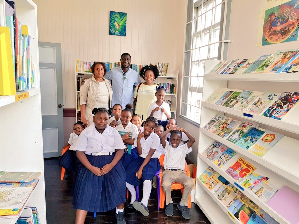 JermainJackman's tweet photo. Just visited the only public library in Grenada. Speaking to staff &amp; children about the library's journey &amp; held a workshop! #librariesweek https://t.co/Y44TxW9CgF