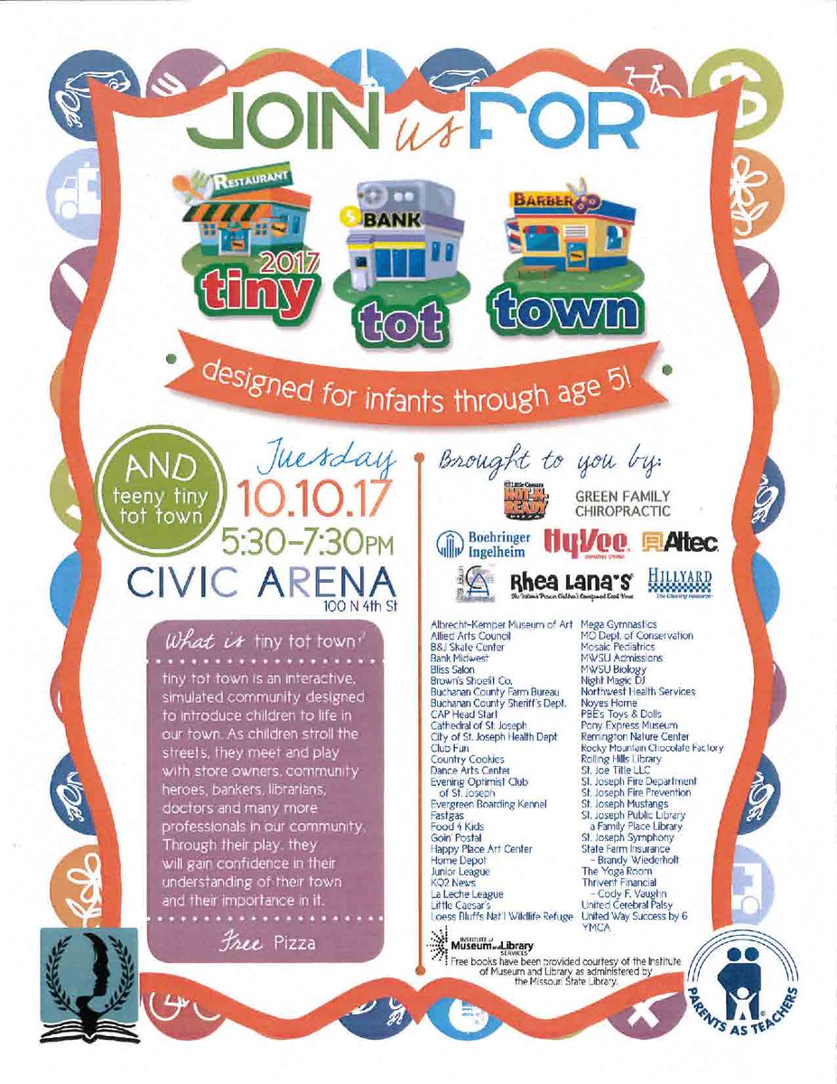 UnitedWayStJoe's tweet photo. TOMORROW #TinyTotTown in #StJoeMo at #Civic Arena. Oct. 10. Free. Bring your little ones, and enjoy! #ReadSingPlay https://t.co/YO1XY1Wzkx