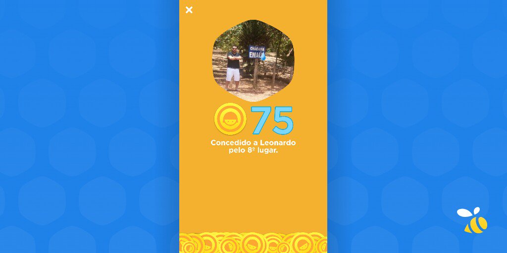 Acabo de receber 75 moedas de bônus por ter chegado em 8º lugar no placar do Swarm
