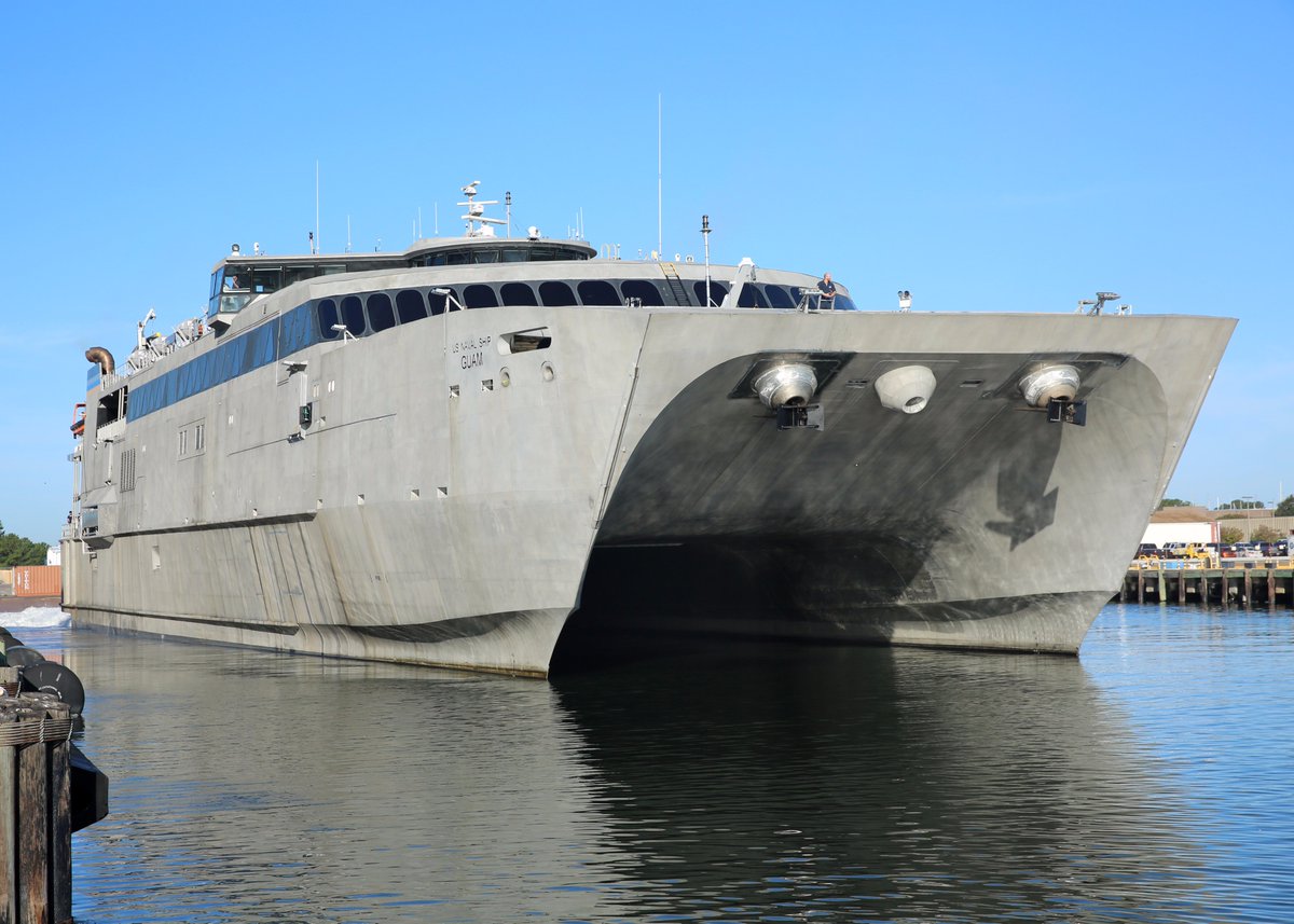CavasShips's tweet photo. Years after acq by US #Navy's #MSC, High Speed Transport #GUAM #HST1 at Little Creek last wk for eval. Frmr #HUAKAI fm #Austal, here in 2010 https://t.co/WApAzXrTNy