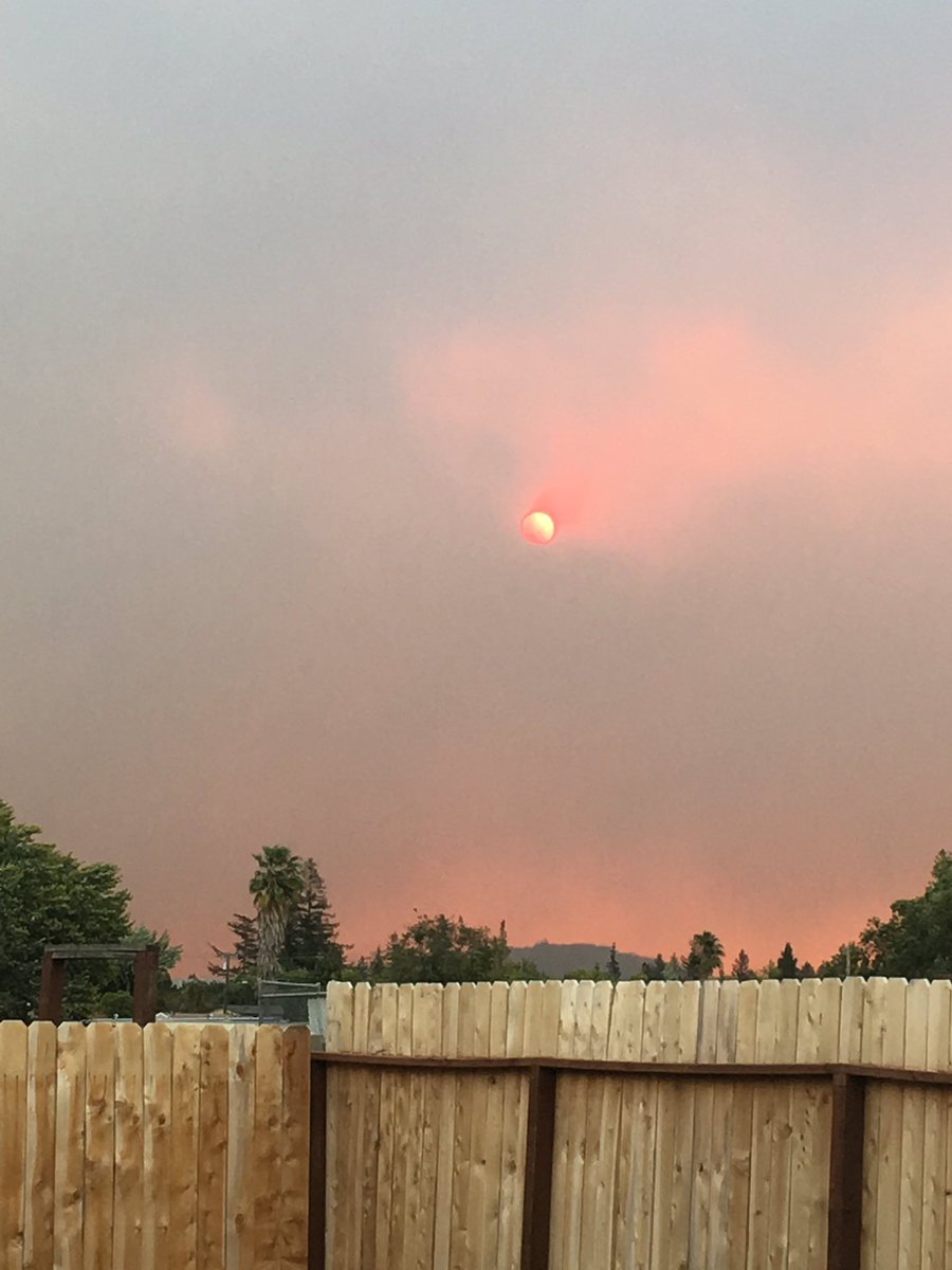The sun is deep blood red from the #napafires and the sky is filled with ash...sending our love to all affected!